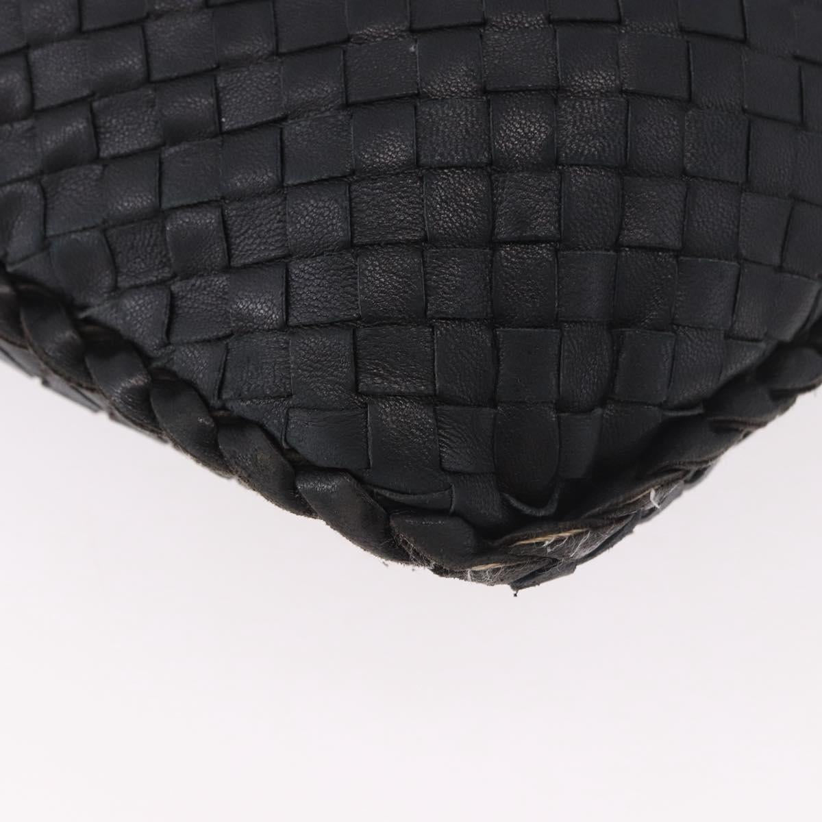 BOTTEGA VENETA INTRECCIATO Shoulder Bag Black Gold Auth 187954V
