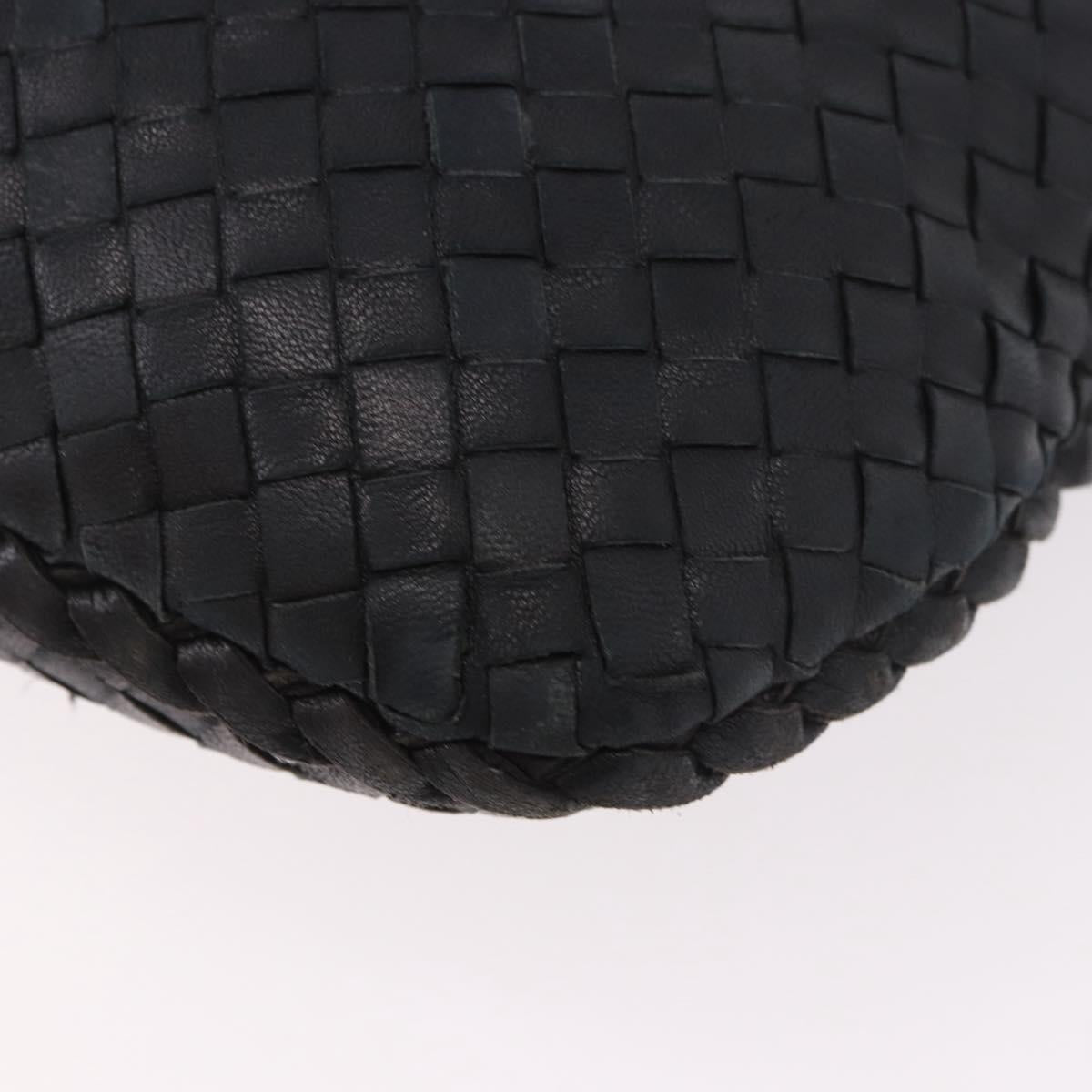 BOTTEGA VENETA INTRECCIATO Shoulder Bag Black Gold Auth 187954V