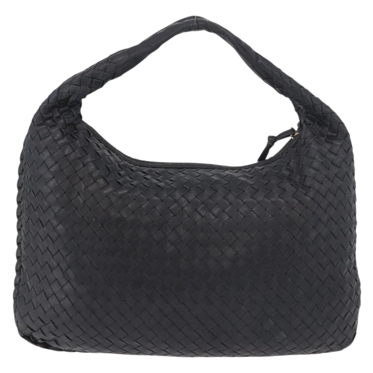 BOTTEGA VENETA INTRECCIATO Shoulder Bag Black Gold Auth 187954V