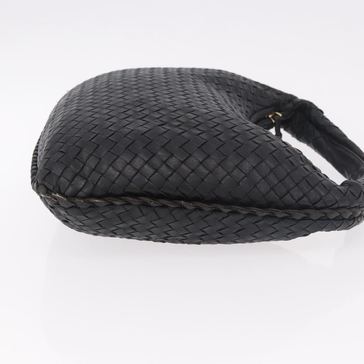 BOTTEGA VENETA INTRECCIATO Shoulder Bag Black Gold Auth 187954V