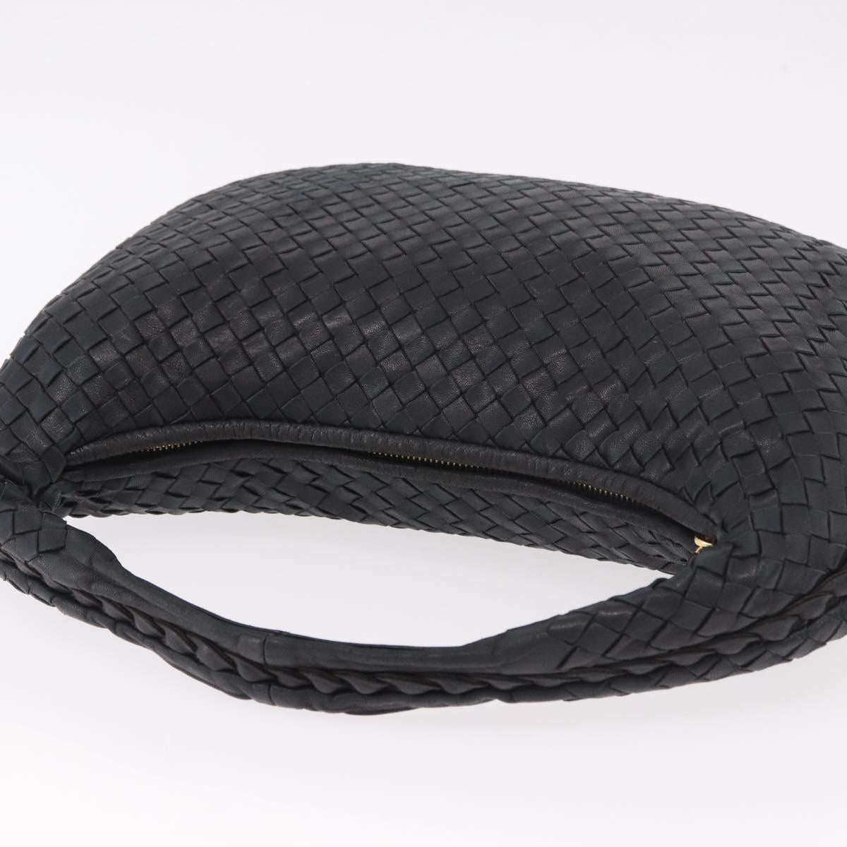 BOTTEGA VENETA INTRECCIATO Shoulder Bag Black Gold Auth 187954V