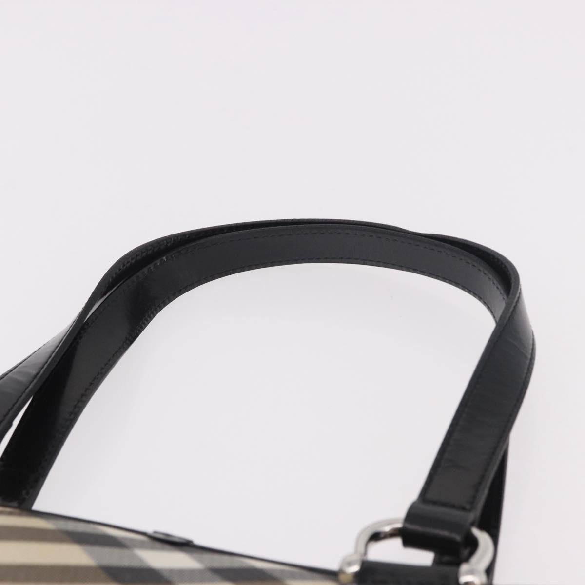 BURBERRY Nova Check Tote Bag PVC Beige Silver Auth 187957
