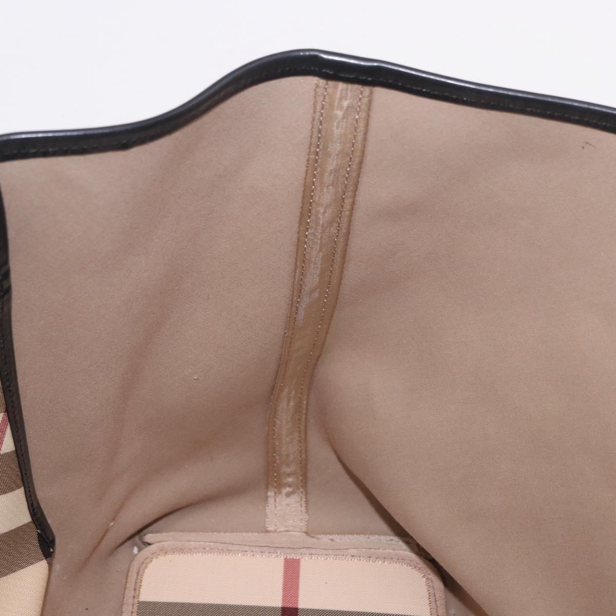 BURBERRY Nova Check Tote Bag PVC Beige Silver Auth 187957
