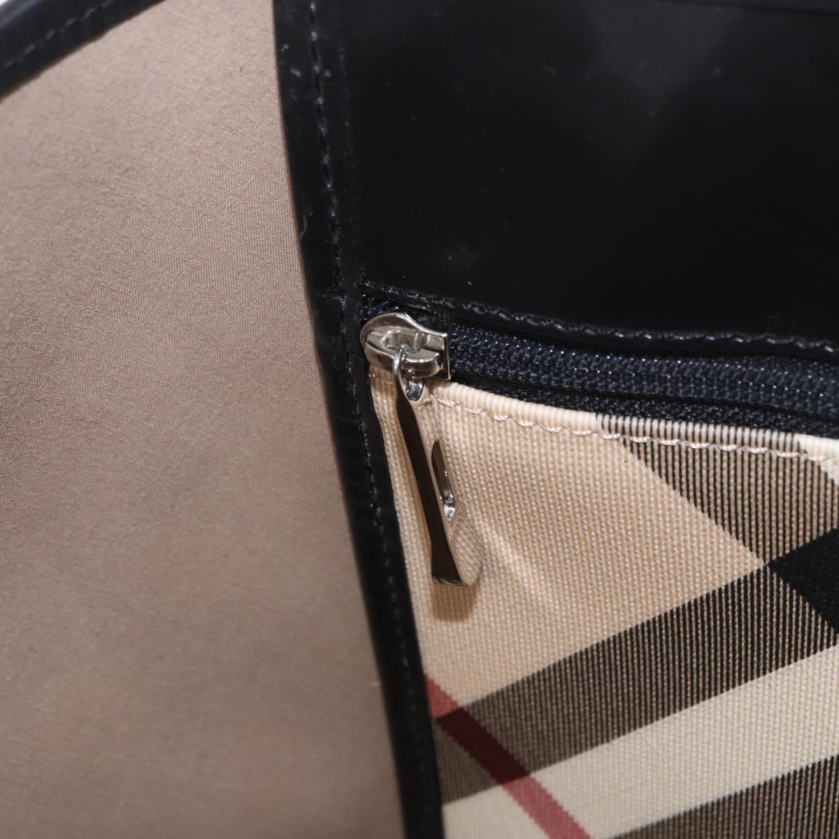 BURBERRY Nova Check Tote Bag PVC Beige Silver Auth 187957