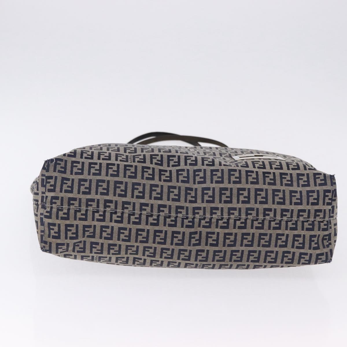 FENDI Zucchino Tote Bag Navy Silver Auth 187958