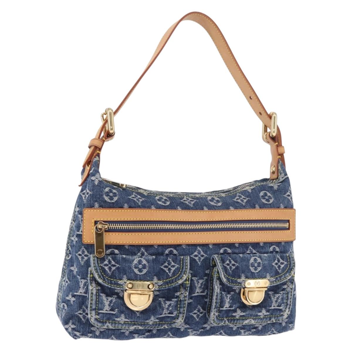 LOUIS VUITTON Monogram denim Buggy PM Shoulder Bag Blue M95049 LV Auth 187959SAM