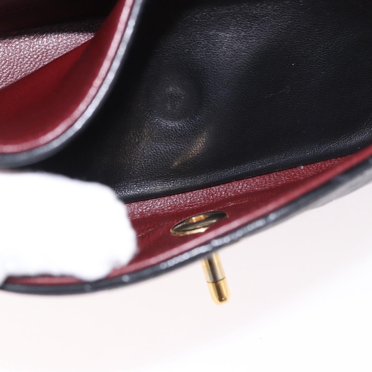 CHANEL Matelasse 25 Chain Shoulder Bag Lamb Skin Black Gold CC Auth 187961M
