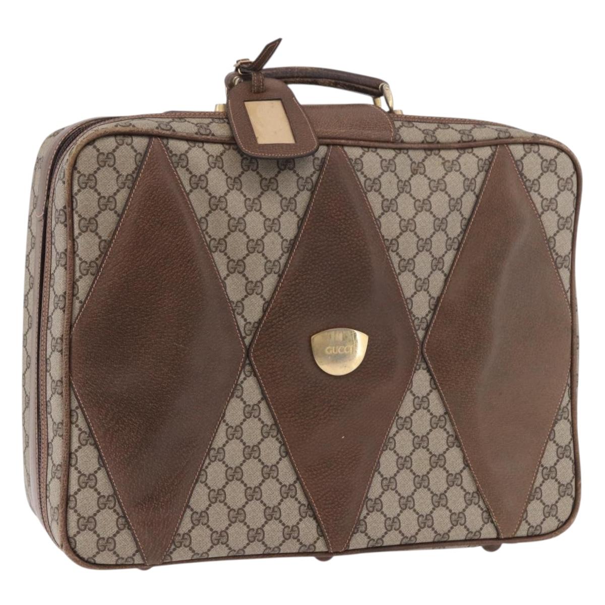 GUCCI GG Supreme Trunk PVC Beige Gold Auth 187964