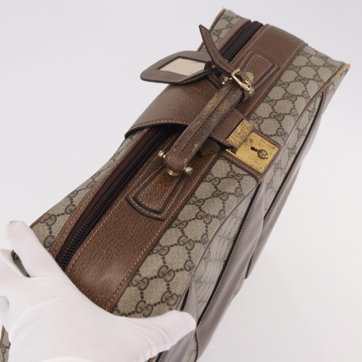 GUCCI GG Supreme Trunk PVC Beige Gold Auth 187964