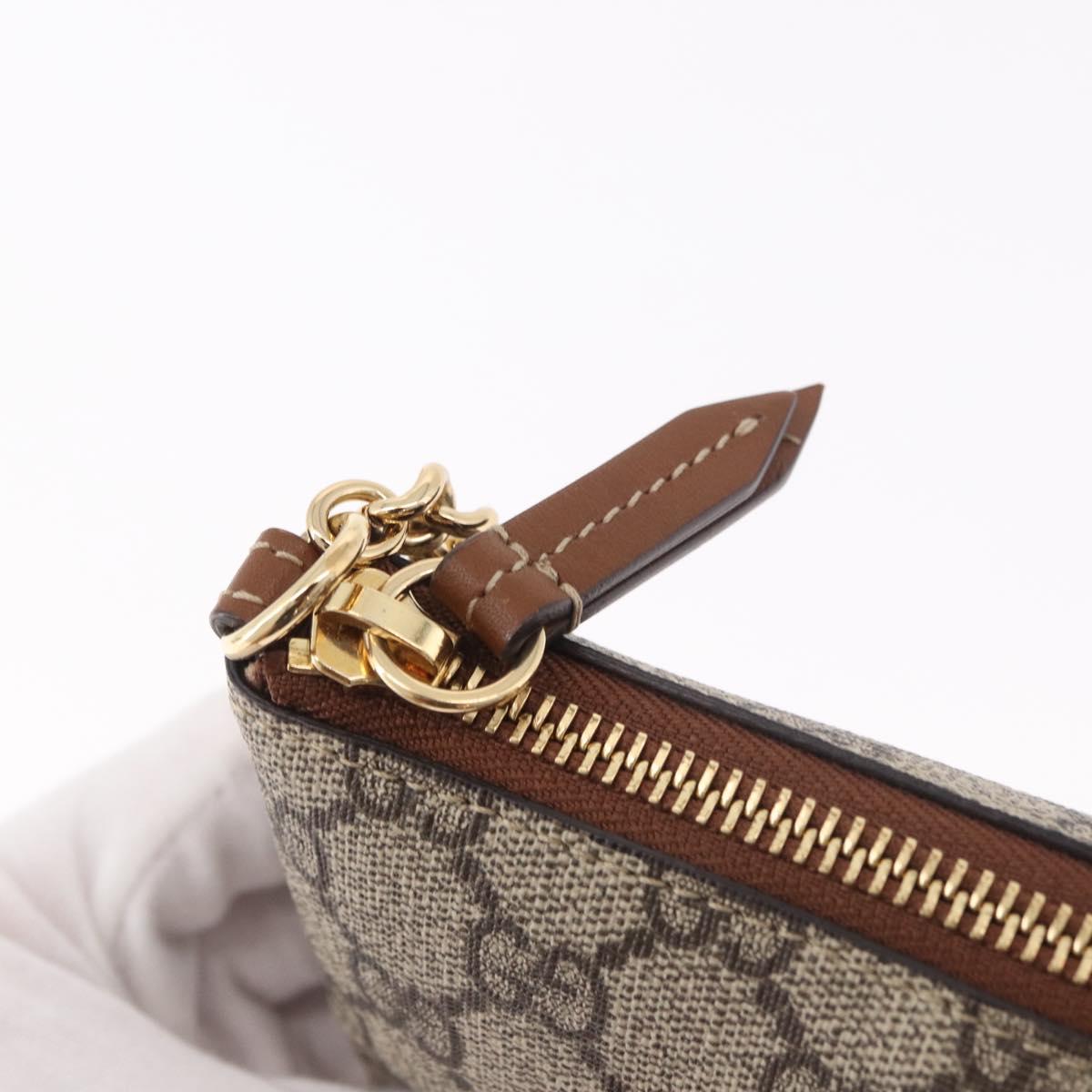 GUCCI GG Supreme Chain Accessory Pouch PVC Beige Gold 456866 Auth 187966V