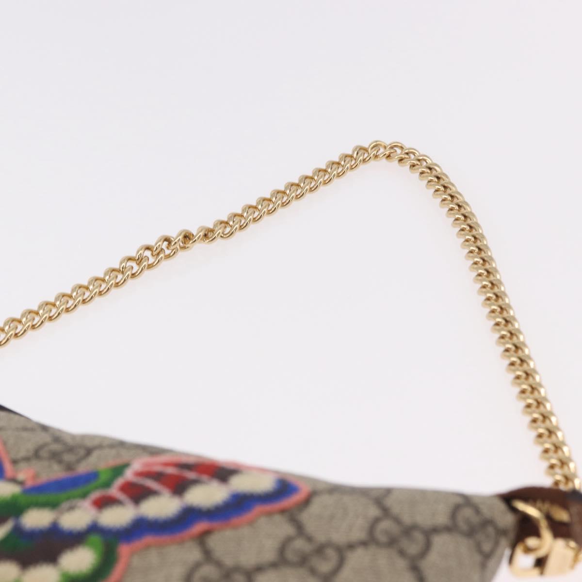 GUCCI GG Supreme Chain Accessory Pouch PVC Beige Gold 456866 Auth 187966V