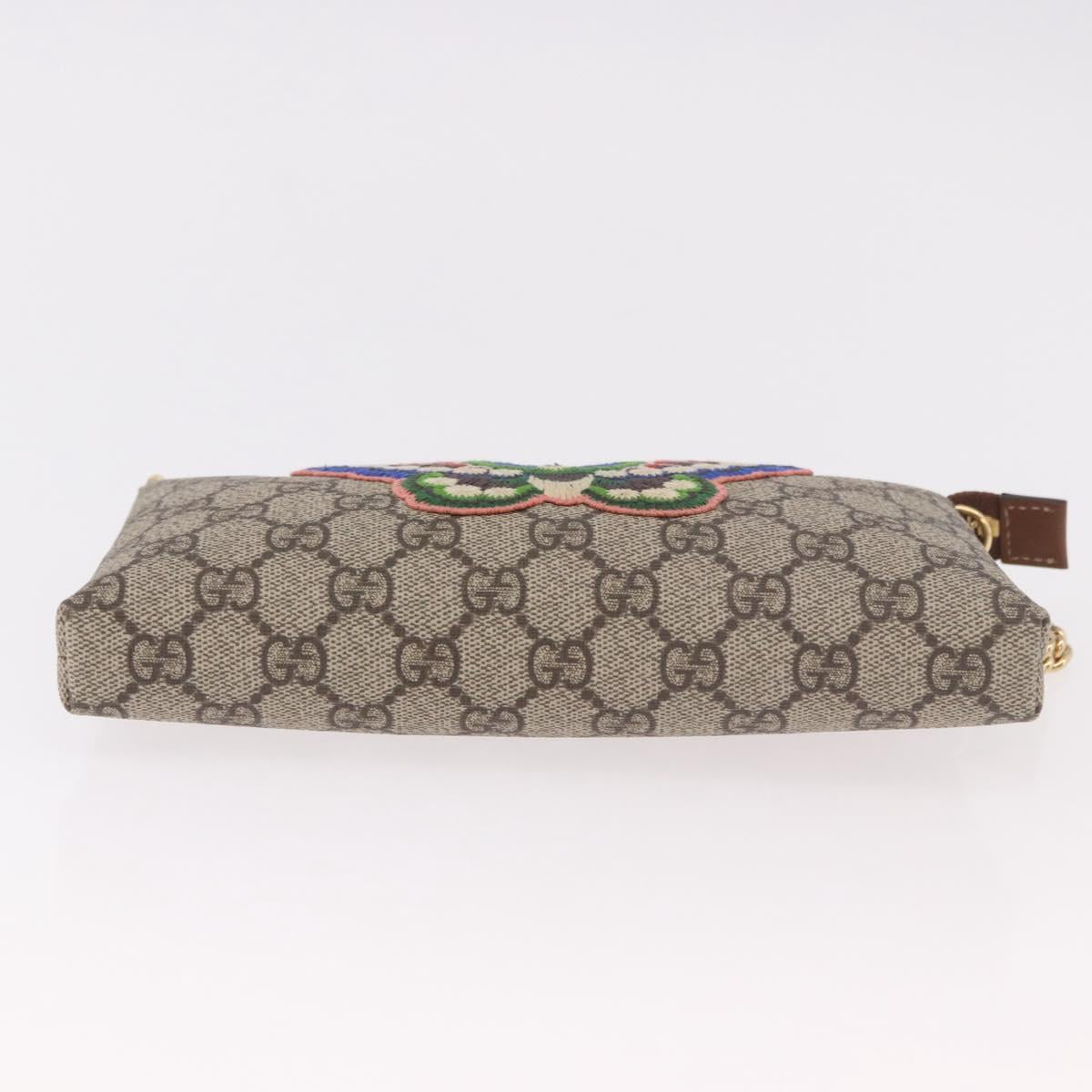 GUCCI GG Supreme Chain Accessory Pouch PVC Beige Gold 456866 Auth 187966V