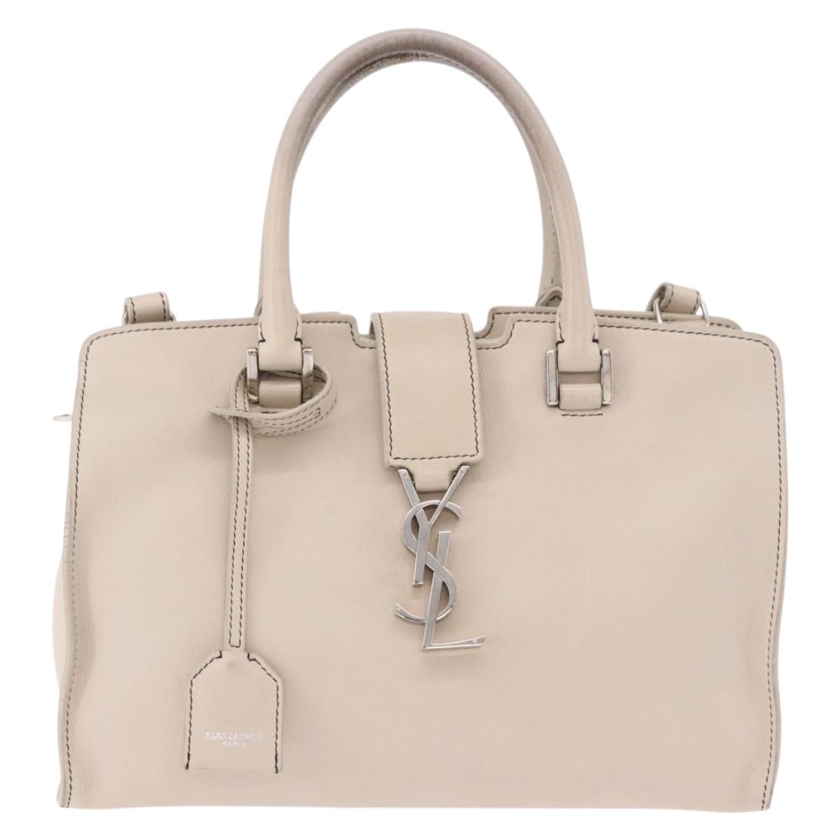 SAINT LAURENT Leather Baby Cabas Hand Bag 2way Auth 187980A