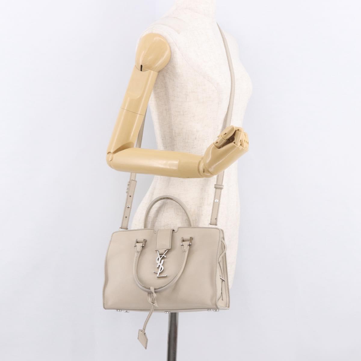 SAINT LAURENT Leather Baby Cabas Hand Bag 2way Auth 187980A