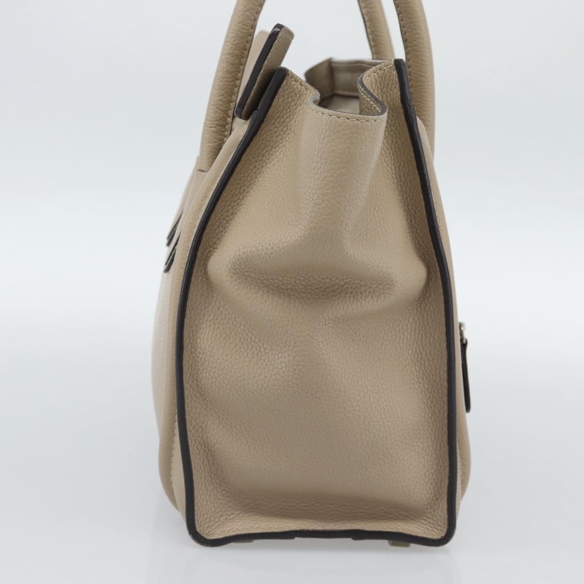 CELINE Luggage Micro Shopper Hand Bag Leather Beige Auth 187981V