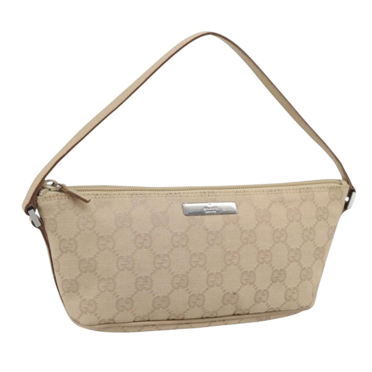 GUCCI GG Canvas Accessory Pouch Beige 07198 Auth 187983V