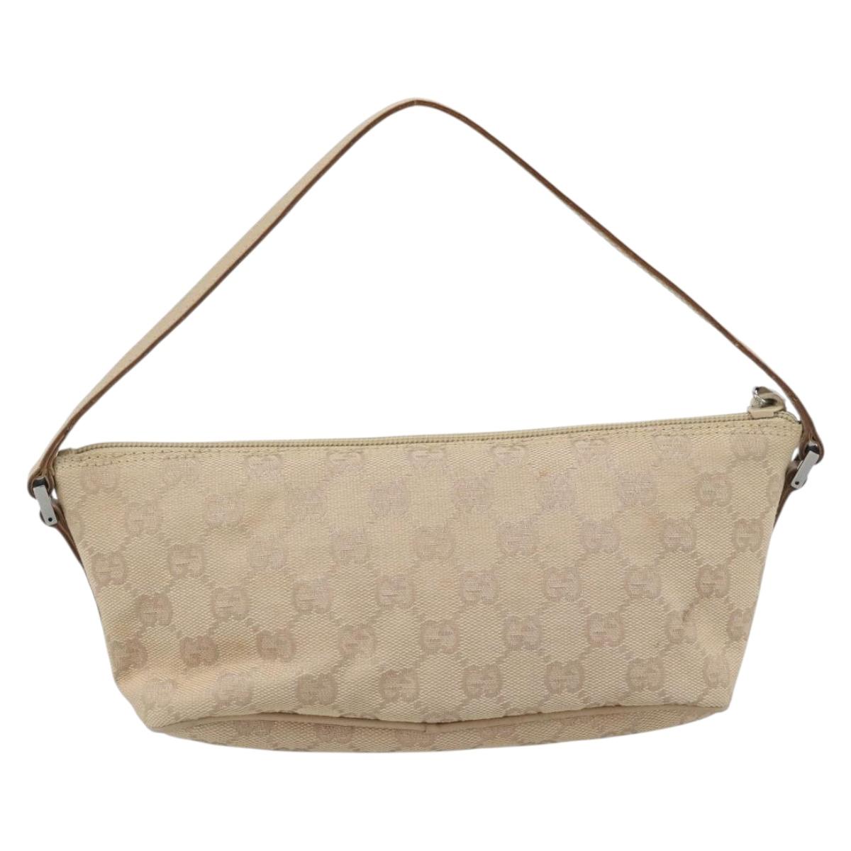 GUCCI GG Canvas Accessory Pouch Beige 07198 Auth 187983V