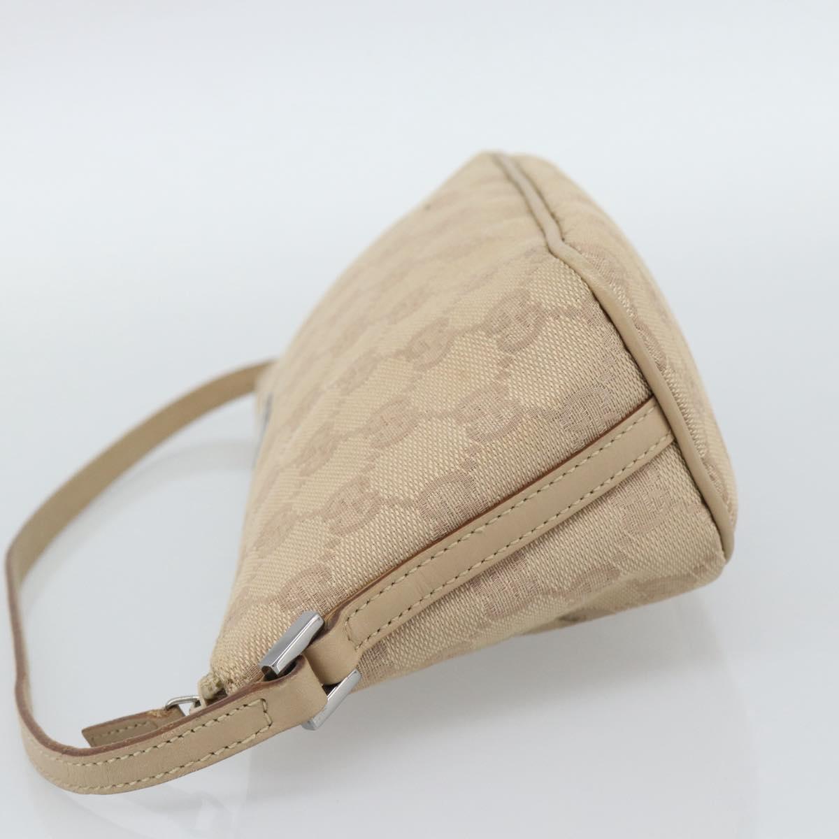 GUCCI GG Canvas Accessory Pouch Beige 07198 Auth 187983V