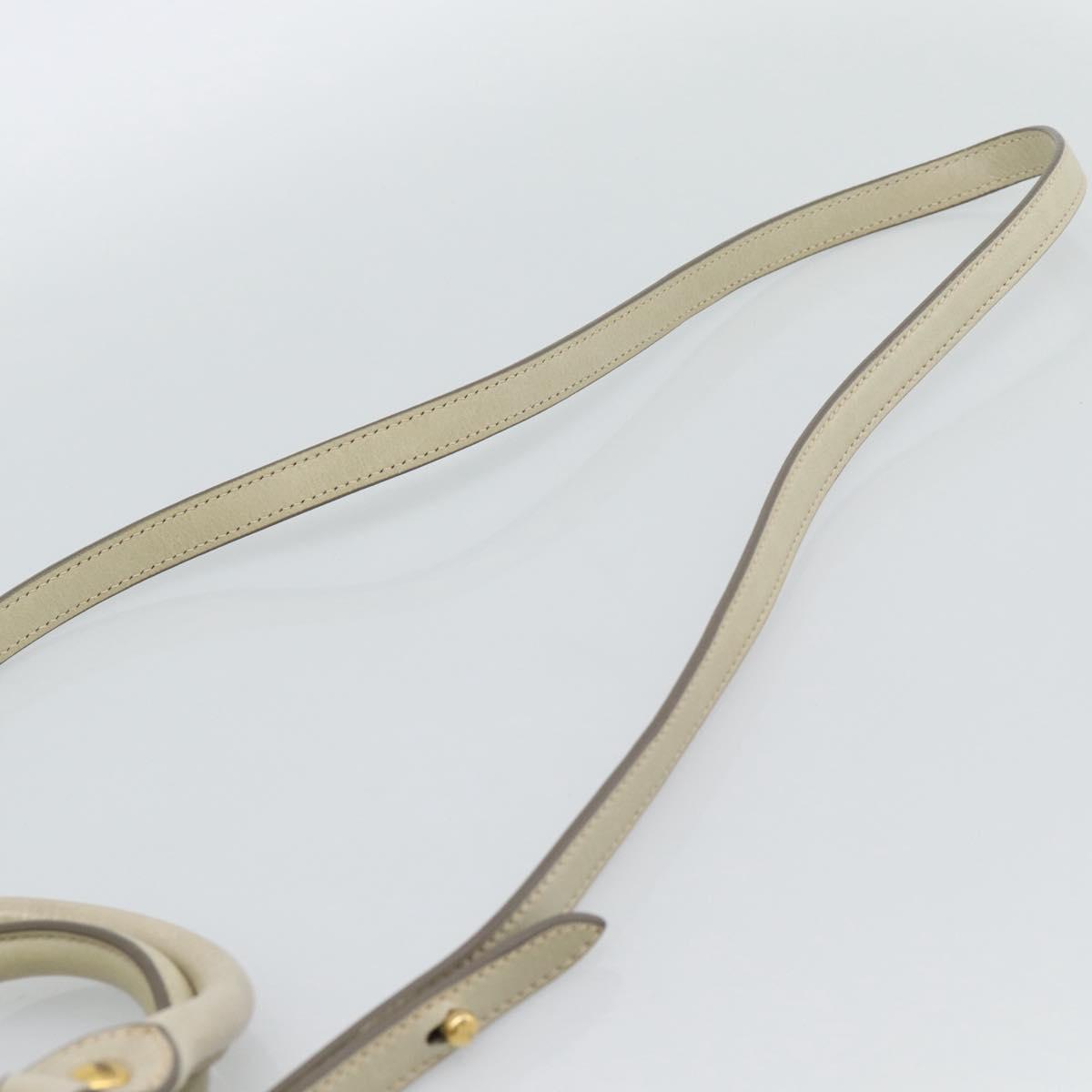 Miu Miu Leather Hand Bag 2way Beige Gold Auth 187984V