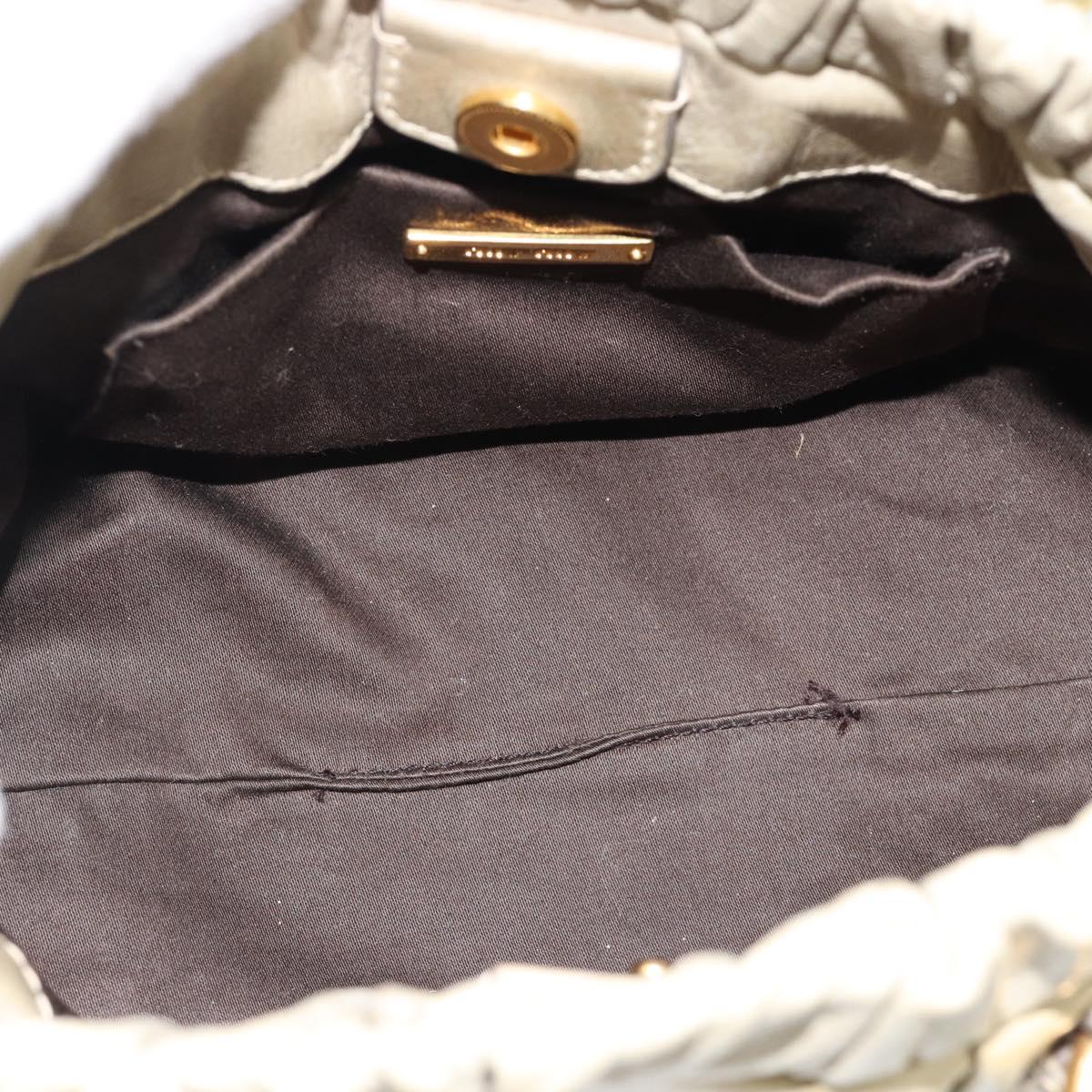 Miu Miu Leather Hand Bag 2way Beige Gold Auth 187984V
