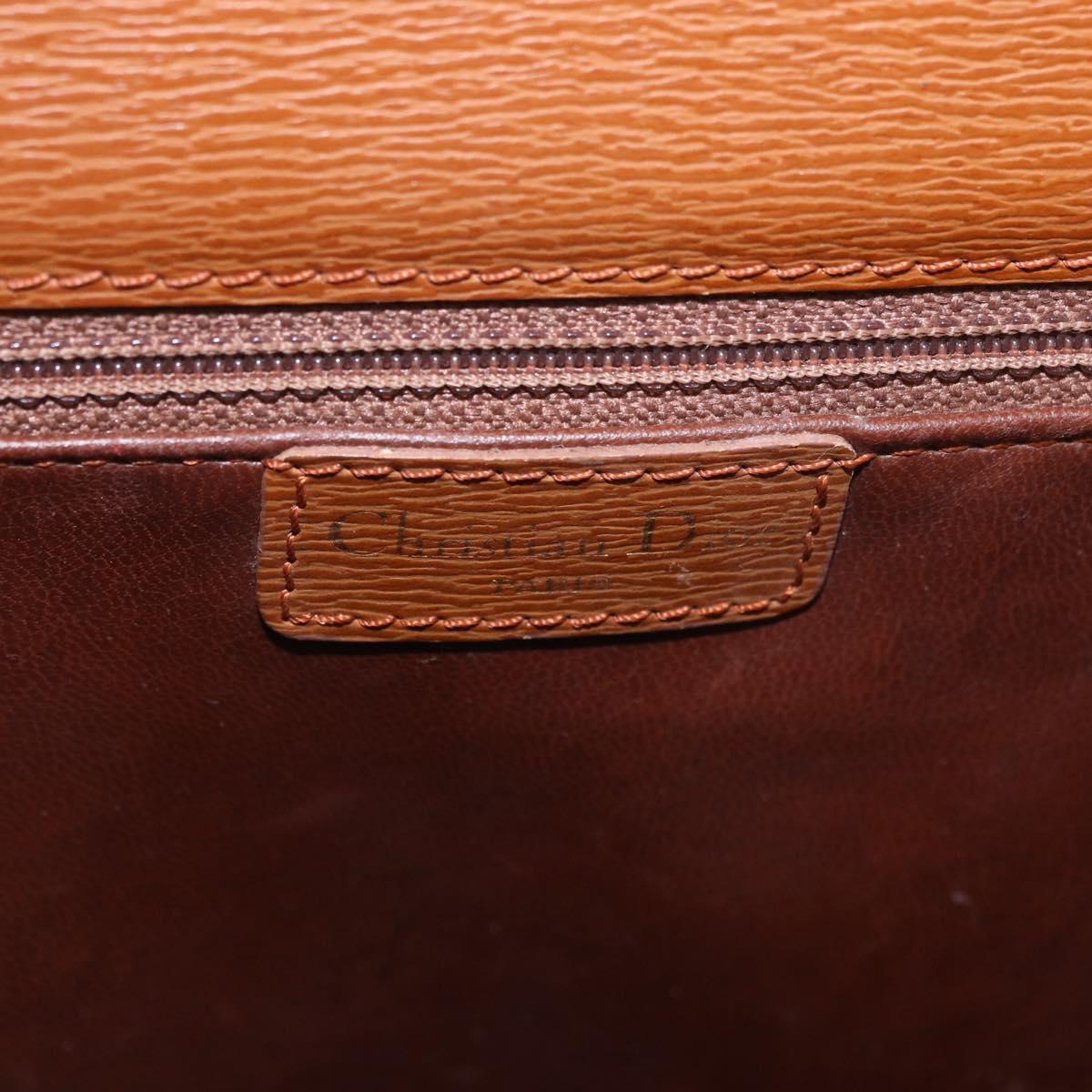 Christian Dior Shoulder Bag Leather Brown Gold Auth 187986