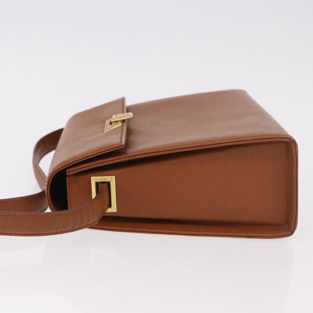 Christian Dior Shoulder Bag Leather Brown Gold Auth 187986