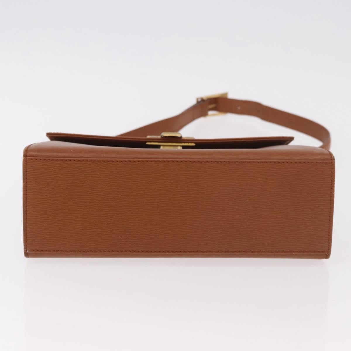 Christian Dior Shoulder Bag Leather Brown Gold Auth 187986