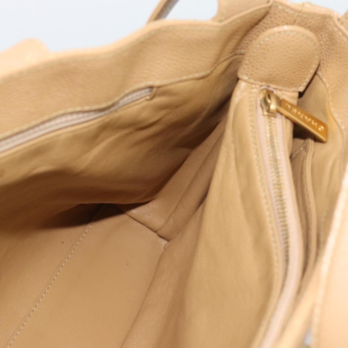 CHANEL Matelasse Caviar Skin Shoulder Bag Beige Gold CC Auth 187987M