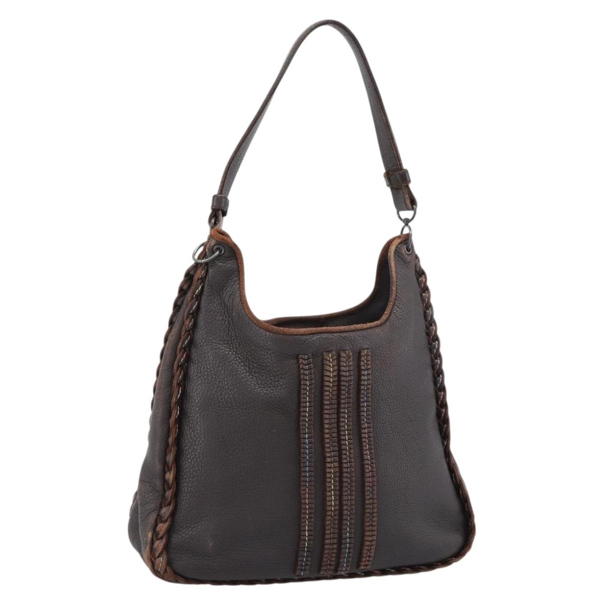 BOTTEGA VENETA Shoulder Bag Leather Brown Auth 187990
