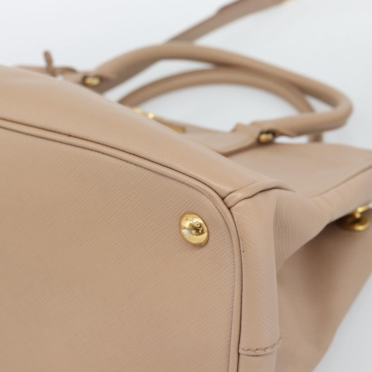 PRADA Galleria Hand Bag Saffiano 2way Pink Gold Auth 187991A