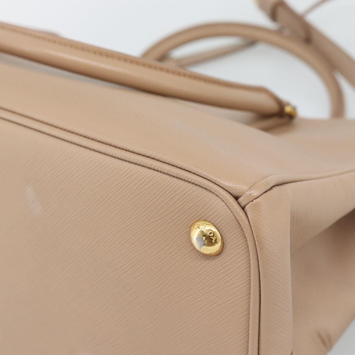 PRADA Galleria Hand Bag Saffiano 2way Pink Gold Auth 187991A