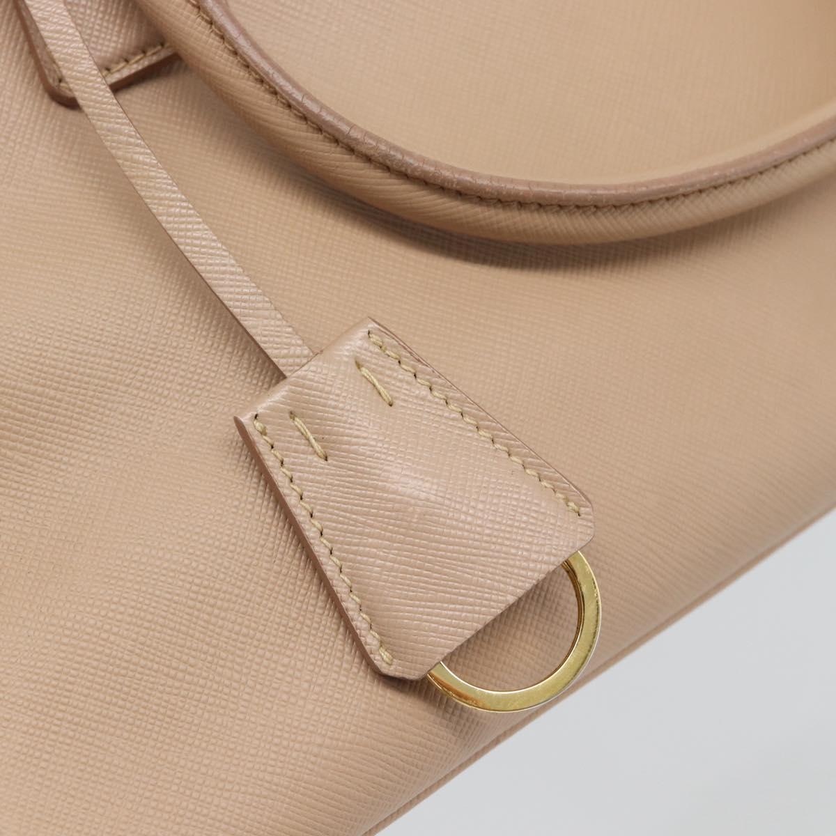PRADA Galleria Hand Bag Saffiano 2way Pink Gold Auth 187991A