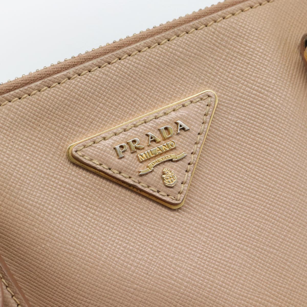 PRADA Galleria Hand Bag Saffiano 2way Pink Gold Auth 187991A