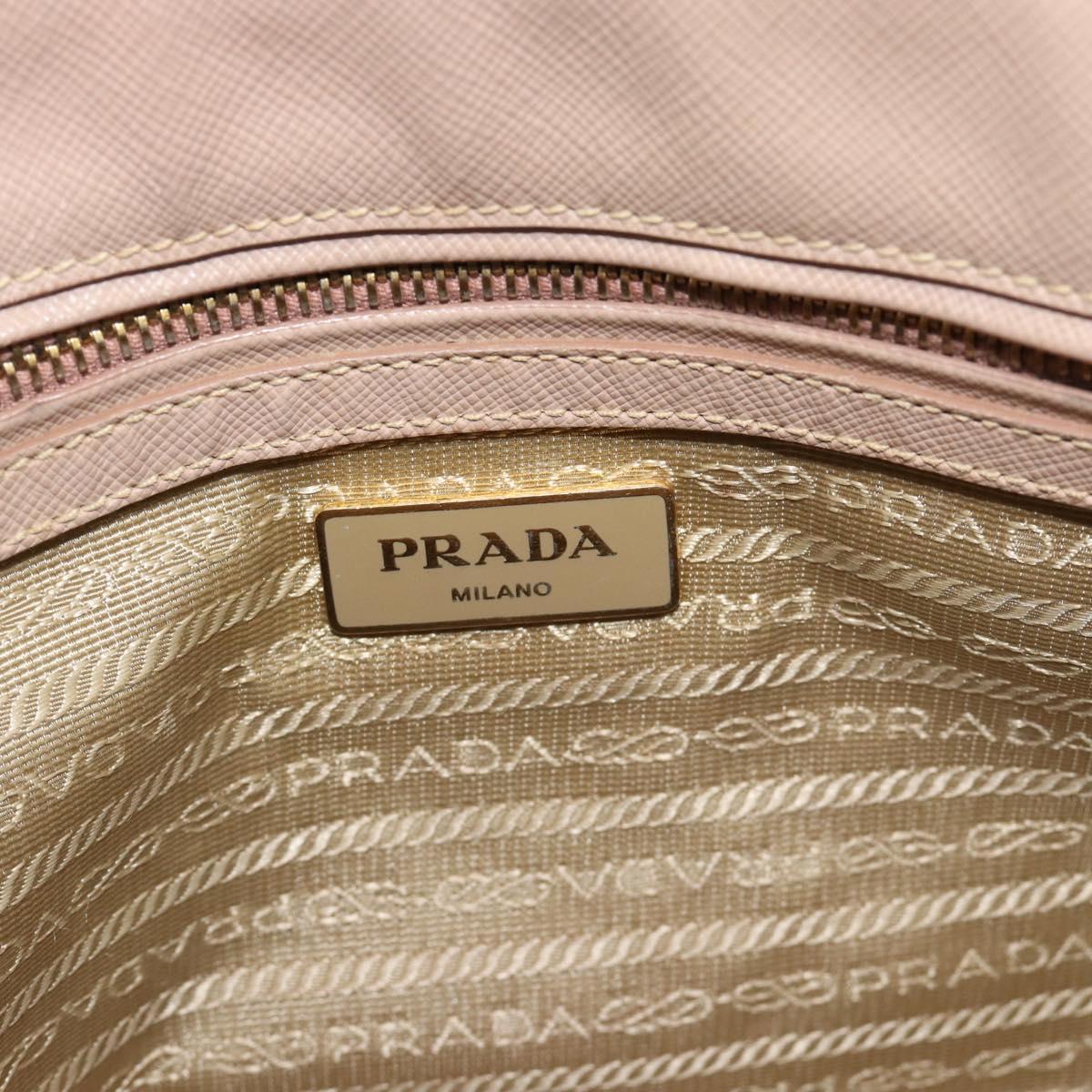 PRADA Galleria Hand Bag Saffiano 2way Pink Gold Auth 187991A