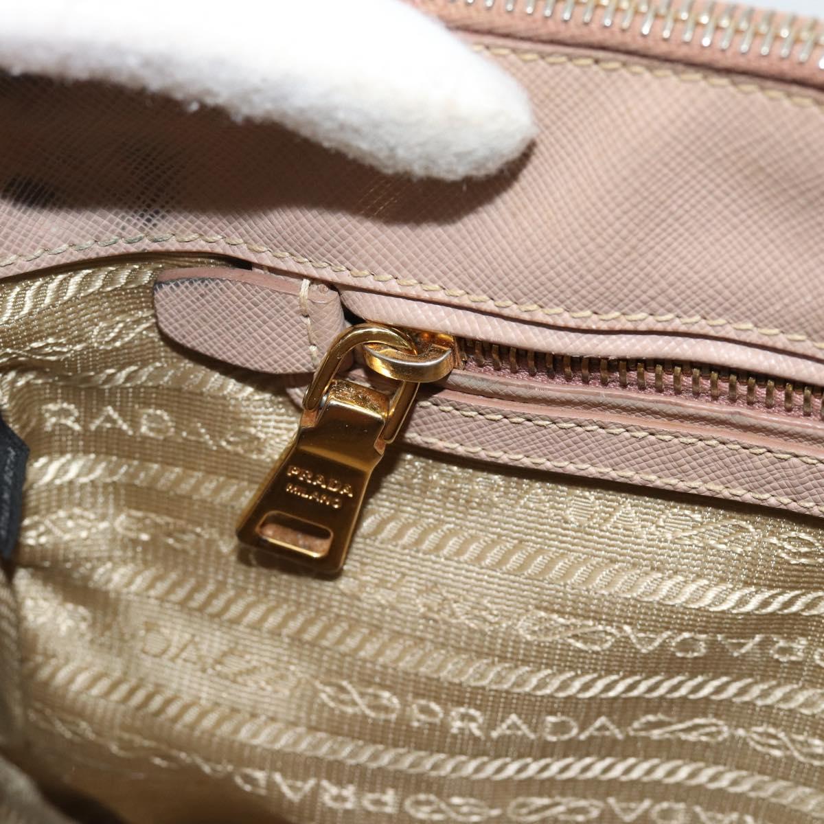 PRADA Galleria Hand Bag Saffiano 2way Pink Gold Auth 187991A