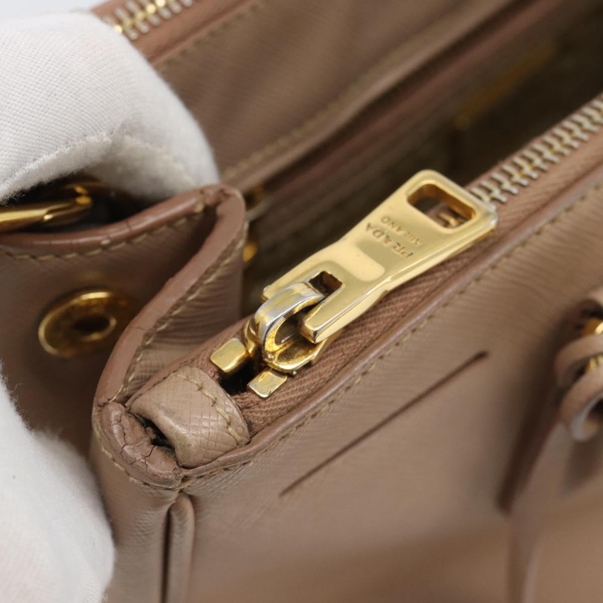 PRADA Galleria Hand Bag Saffiano 2way Pink Gold Auth 187991A