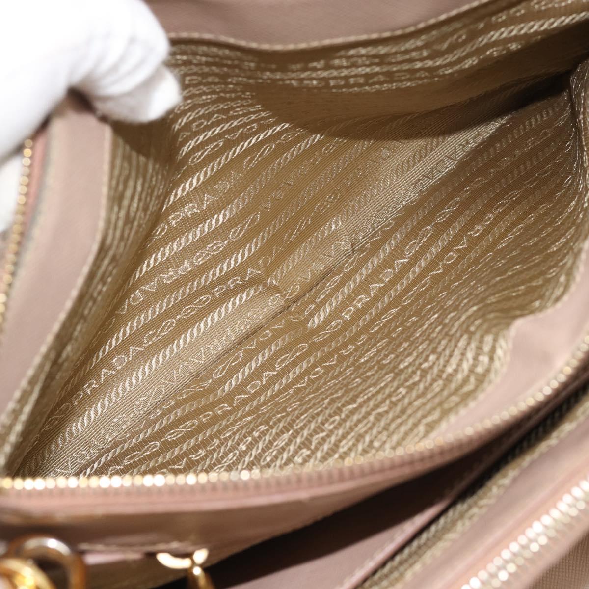 PRADA Galleria Hand Bag Saffiano 2way Pink Gold Auth 187991A