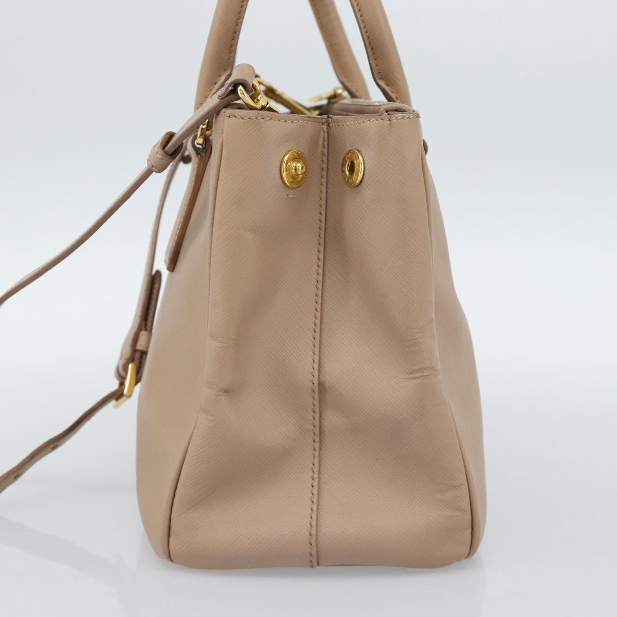 PRADA Galleria Hand Bag Saffiano 2way Pink Gold Auth 187991A