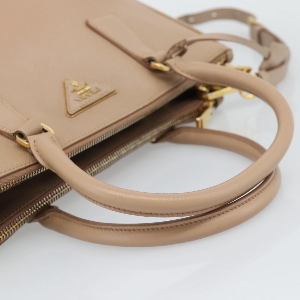 PRADA Galleria Hand Bag Saffiano 2way Pink Gold Auth 187991A