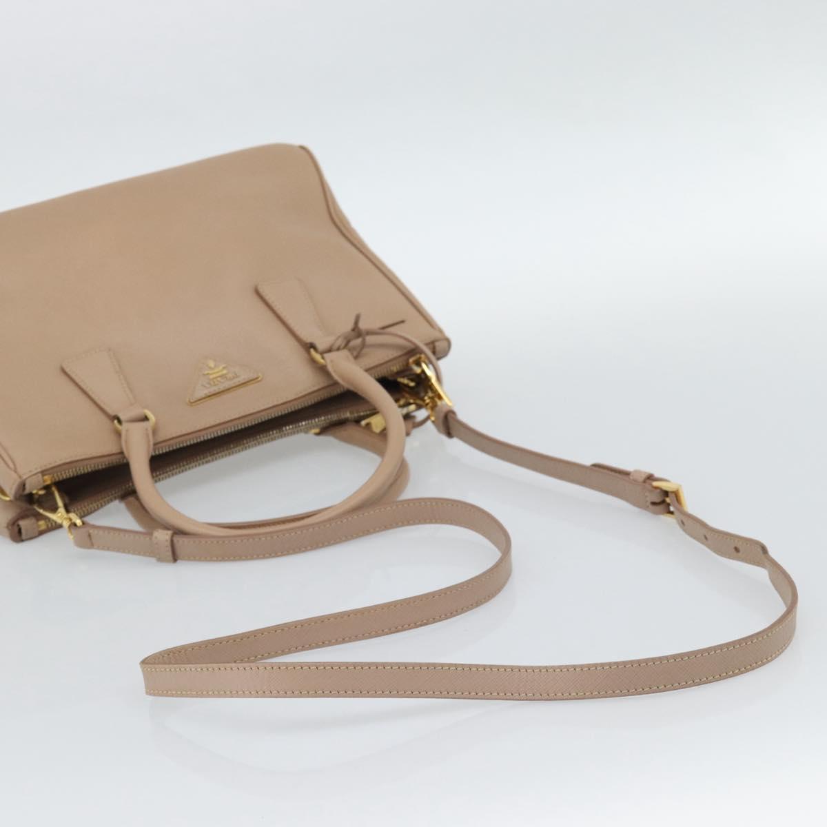 PRADA Galleria Hand Bag Saffiano 2way Pink Gold Auth 187991A