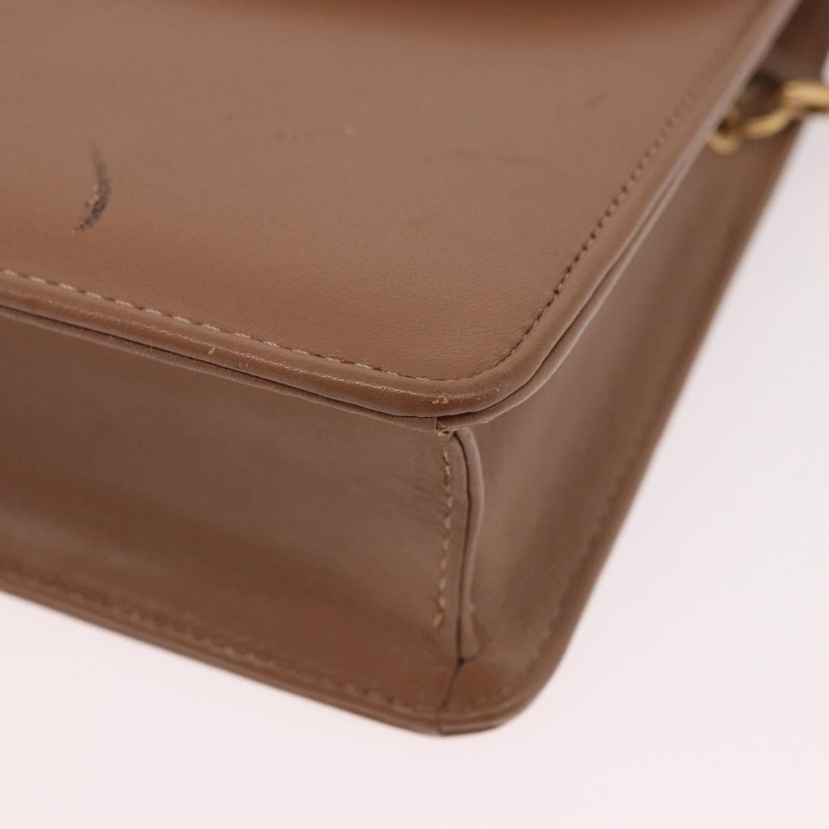 Christian Dior Shoulder Bag Leather Beige Gold Auth 187992