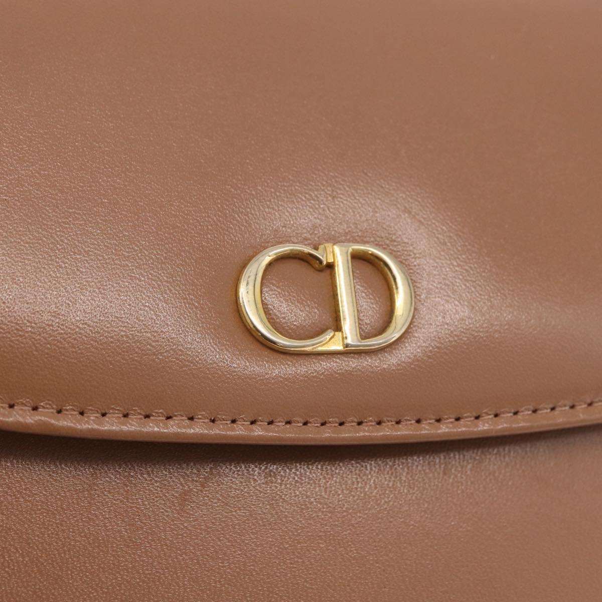 Christian Dior Shoulder Bag Leather Beige Gold Auth 187992