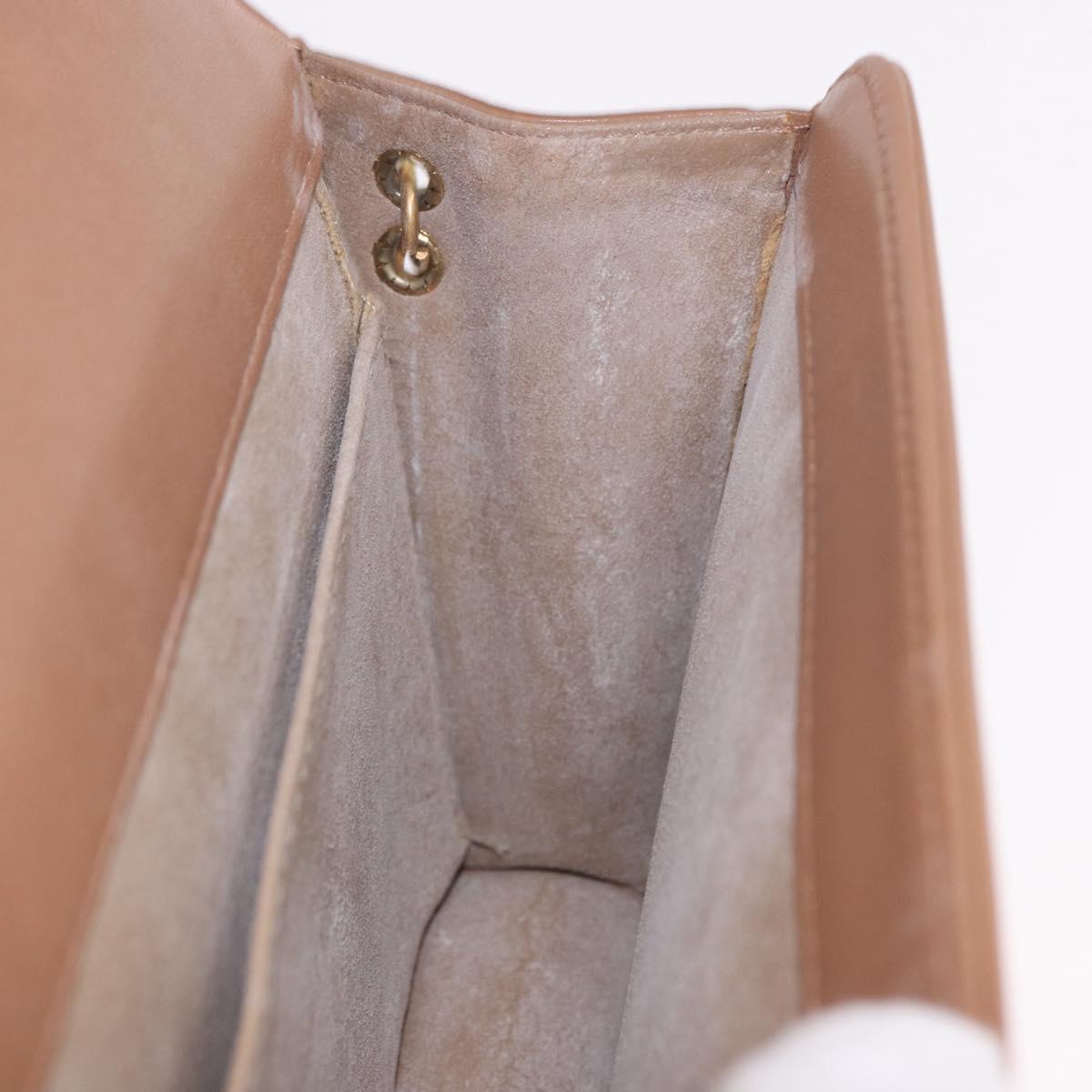 Christian Dior Shoulder Bag Leather Beige Gold Auth 187992