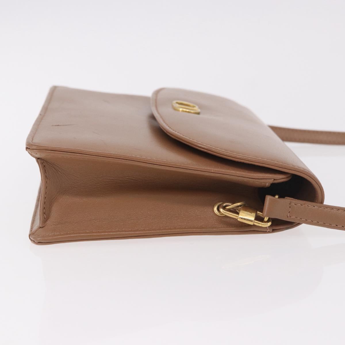 Christian Dior Shoulder Bag Leather Beige Gold Auth 187992