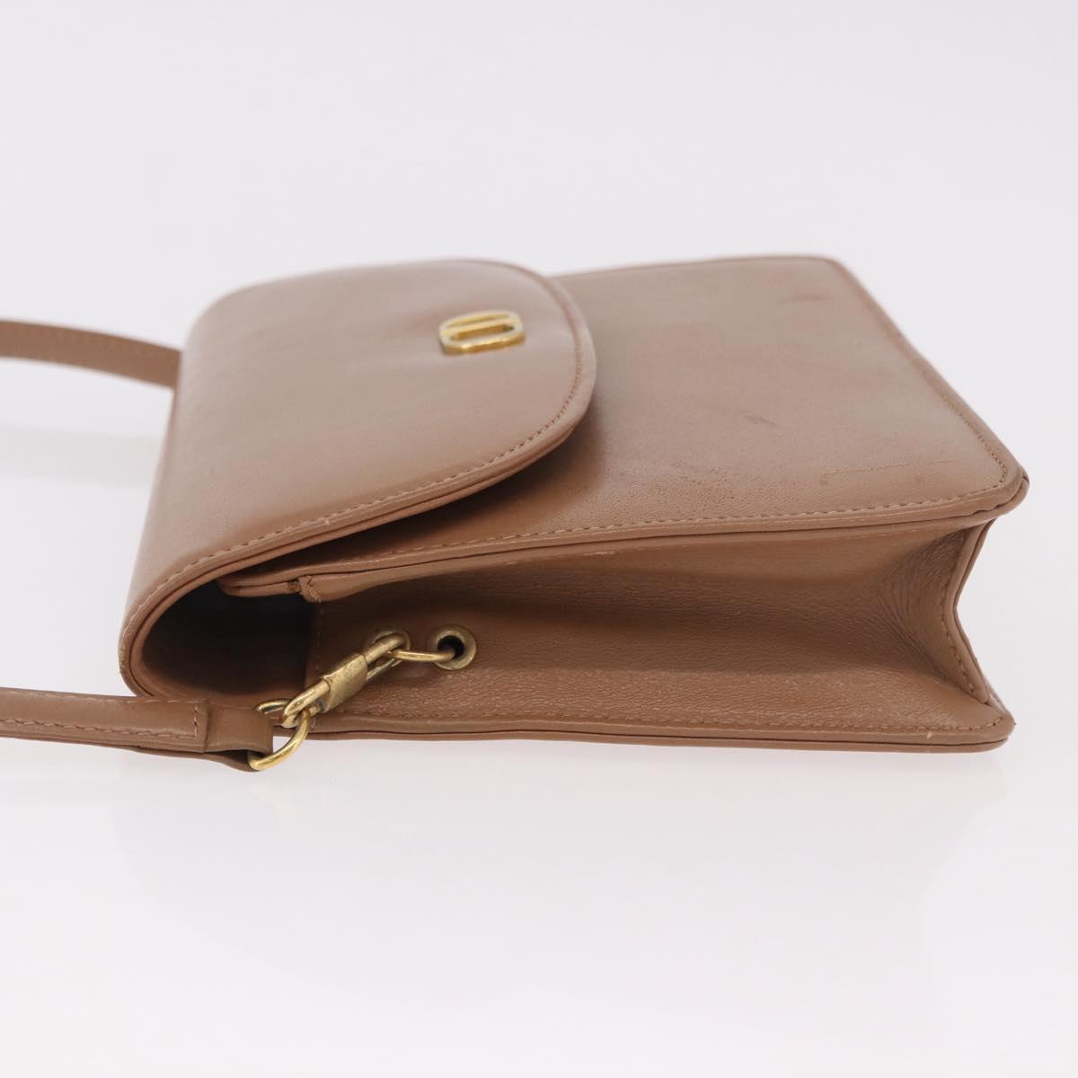 Christian Dior Shoulder Bag Leather Beige Gold Auth 187992
