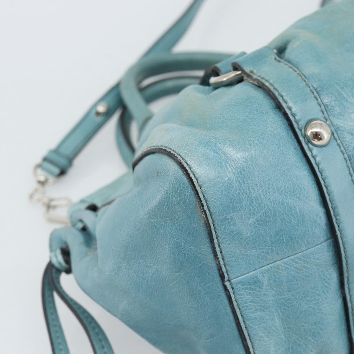 Miu Miu Hand Bag Leather 2way Blue Silver Auth 187993A