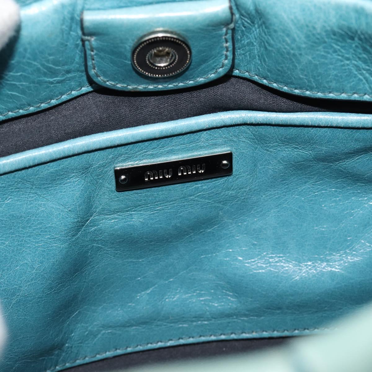 Miu Miu Hand Bag Leather 2way Blue Silver Auth 187993A