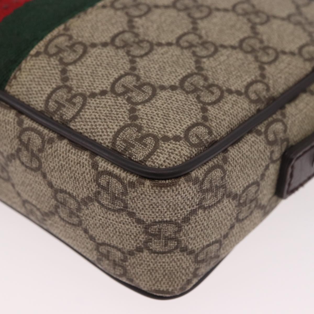GUCCI GG Supreme Shoulder Bag PVC Beige Silver 162910 Auth 187994V