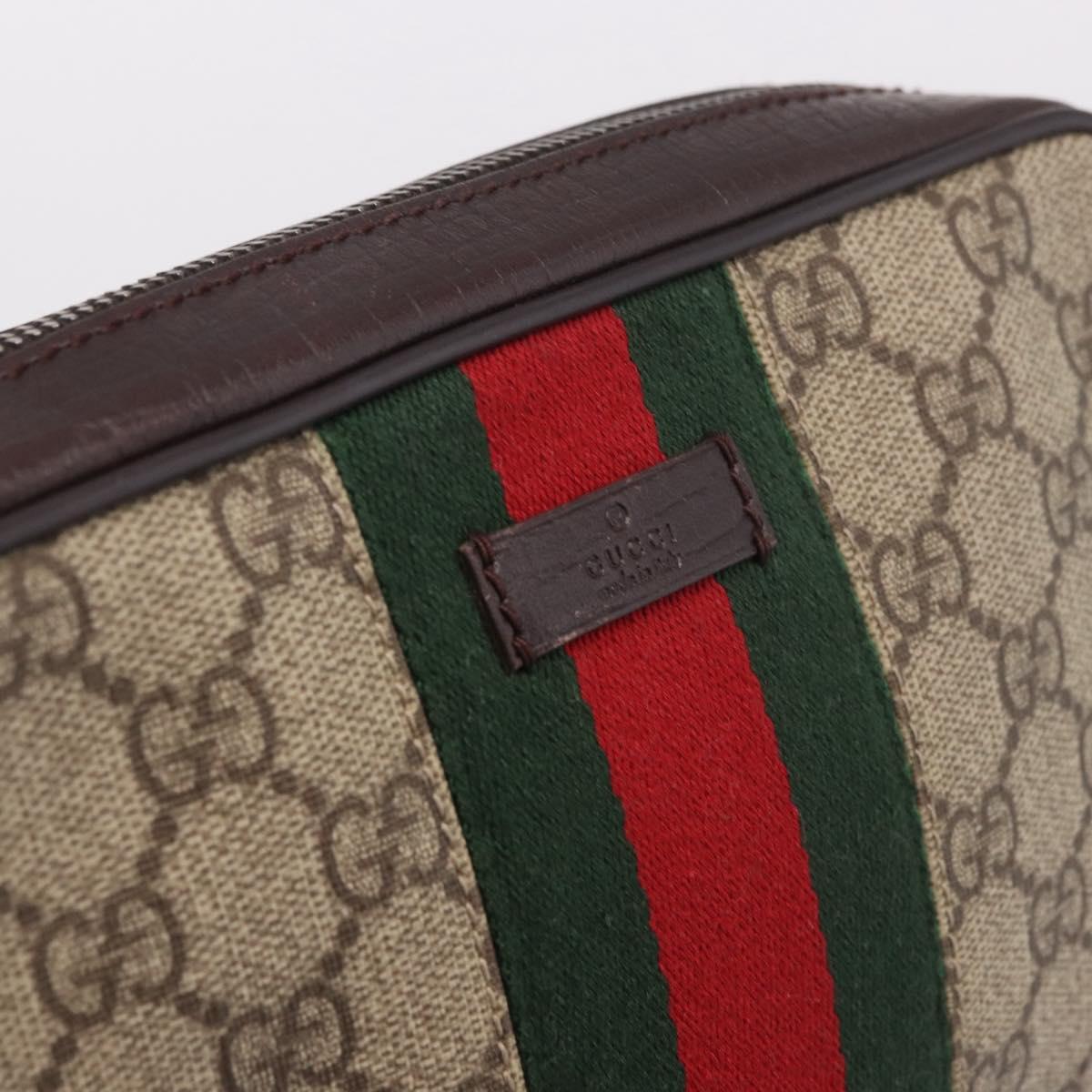 GUCCI GG Supreme Shoulder Bag PVC Beige Silver 162910 Auth 187994V