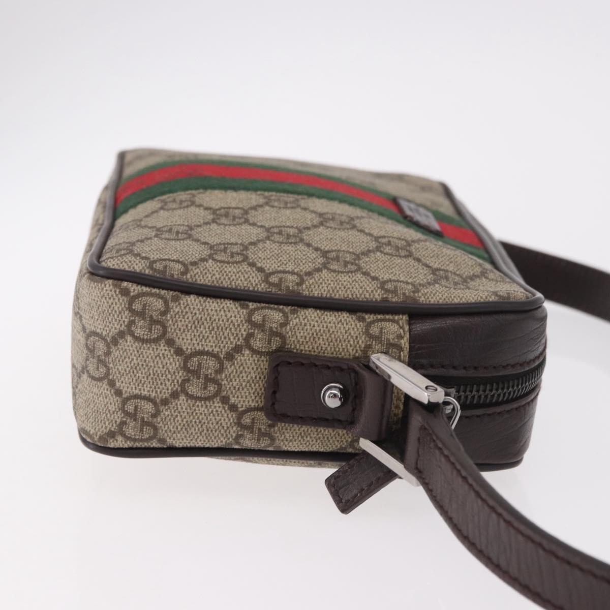 GUCCI GG Supreme Shoulder Bag PVC Beige Silver 162910 Auth 187994V